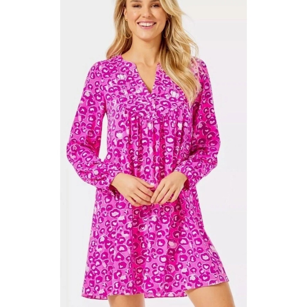 Lilly‎ Pulitzer Brynnly Dress 4 Mandevilla Pink Don't Be A Cheetah